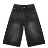 Jeans Cropped de Perna Larga Americano High Street da Moda para o Verão, Shorts Jeans Desgastados e Lavados Vintage da Moda para Homens e Mulheres