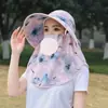 Chapéu de Proteção Solar Completa, Máscara Facial Respirável, Proteção para o Pescoço, Chapéu de Sol Integrado, Chapéu de Sol Anti-UV para Exterior para Mulheres, Verão