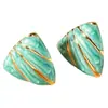 Nuevos Pendientes Triangulares Estilo Francés con Diseño de Goteo de Aceite, Pendientes de Acero Inoxidable Oro 18K, Accesorios de Pendientes Exquisitos de Gama Alta de Nicho