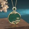 Colgante con incrustaciones de calcedonia de hielo natural, esmeralda, verde completo, paisaje redondo, sin importar la marca, collar para hombres y mujeres