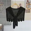 Capa de Punto Calada con Mangas Puntiagudas para Mujer, Adecuada para Primavera y Otoño, Protección para el Cuello, Elegante Camisa, Vestido y Ropa de Abrigo para el Trayecto al Trabajo