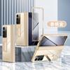 Adecuado para Samsung ZFold5 carcasa de teléfono móvil película integrada galvanizado eje central transparente carcasa de soporte protector de bisagra todo incluido funda de cuero
