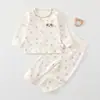 Roupas de Bebê Outono Classe A Algodão Puro Roupa de Casa Conjunto de Proteção para Barriga de Bebê de Cintura Alta Camada Base para Bebês e Crianças Pequenas Blusa de Outono Calça de Outono