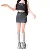 Nueva colección de verano: falda gris de alta gama para mujer, corte en A, ajuste a medida, previene la exposición, adecuada para figuras petite, minifalda de cintura alta