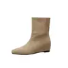 Botines retro de mujer con punta cuadrada y tacón oculto, nueva colección otoño/invierno 2026, botas de pierna ancha versátiles, elegantes y que estilizan.
