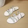 Sandalias de playa casuales de talla grande para mujer para uso en exteriores, nuevo modelo de verano 2025, sandalias tipo chancla de suela plana Amazon, talla 43