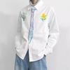 Camisas de Manga Comprida Estampadas de Primavera e Outono Estilo Japonês de Hong Kong Camisas Soltas Unissex Modernas Versáteis Casuais Jaqueta Moderna de Manga Comprida