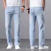 Jeans de Seda de Hielo Ultra Delgados para Hombre Verano 2025, Pierna Recta, Elásticos, Pantalones Largos Casuales Sueltos para Hombre, Venta al por Mayor para Exportación