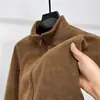 Jaqueta Cardigan Masculina com Gola Alta e Zíper Outono/Inverno 2025, Jaqueta Quente de Lã Fleece Cor Sólida para Homens
