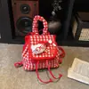Mini Mochila de Dibujos Animados a Cuadros con Cordón para Niñas de Preescolar, Bolsita Pequeña Linda para Llevar en la Mano