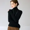 Baicai Rong 100% Caxemira Pura Novo Estilo Suéter de Tricô Gola Alta Listrado Tricô Sem Costura Casual Versátil