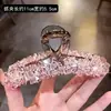 Pinza de garra de cristal rosa claro de lujo para mujer, pinza de tiburón nueva de alta resistencia, estilo coreano, adecuada para cabello grueso, accesorio para recogidos