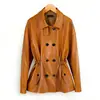 Abrigo Elegante de Piel de Oveja Estilo Old Money Ajustado para Mujer, Gabardina Elegante, Nuevo Modelo 26, Gabardina Corta de Doble Botonadura con Cuello de Solapa