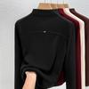 Camisa Base de Terciopelo de Cuello Medio para Mujer, Otoño e Invierno 2026, Forrada de Polar, Tacto de Alta Gama, Ropa de Abrigo, Top Engrosado con Diseño de Espina de Pescado