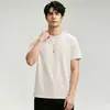 Camiseta de algodón romano de peso pesado, manga corta para hombre, seda de hielo, sensación fresca, color liso, secado rápido, manga media, diseño de retazos moderno