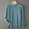 Suéter Baicai Rong Outono/Inverno Novo 100% Lã Pura Masculino Gola Redonda Simples Casual de Negócios Versátil Camada Base