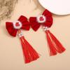 Accesorios para el cabello de Año Nuevo horquilla de saludo festivo de Año Nuevo tocado corona de princesa clip superior niños gran lazo rojo horquilla bebé
