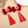 Grampo de Cabelo Laço Estilo Chinês de Ano Novo para Meninas, Acessório de Cabelo Festivo com Borla Infantil, Presilha de Cabelo Estilo Antigo, Adorno de Cabeça para o Ano Novo
