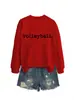 Sudadera casual simple con estampado de letras para mujer, cómoda, para voleibol, nueva de otoño e invierno, tienda independiente de Amazon Wish