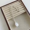 Colar de ovo de pássaro de moda europeia e americana, ágata preta, cristal branco, pedra manchada, corrente de suéter de ovo de codorna, pingente exagerado de personalidade