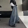 Jeans Americano retrô de alta qualidade para uso casual, com lavagem, efeito bigode de gato, perna curva, perna larga masculina, corte solto, calça longa casual até o chão