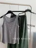 Camisola de Algodón 65% Rayas Finas Texturizadas para Mujer Casual Holgada sin Mangas Moderna Verano 2025