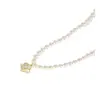 Colar com Pingente de Camélia com Gota de Óleo e Pérola de Vidro Feminino Estilo Francês Elegante Popular na Internet Namorada Flor Pérola Corrente de Clavícula