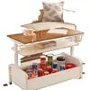 Mesa de Centro de Vidro Temperado Cor Creme, Criativo Armário Lateral de Cabeceira para Quarto, Carrinho Pequeno Multifuncional de Luxo Leve para Sala de Estar