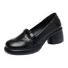 Zapatos de Madre de Suela Suave de Otoño, Zapatos de Tacón Grueso Cómodos de Una Sola Pieza, Zapatos de Cuero para Mujer con Plataforma Impermeable de Suela Gruesa, Zapatos de Tacón Medio-Alto para Mujer, Dropshipping