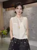 Estilo Novo de Verão 2026 Retrô Francês Elegante Design de Alta Qualidade Camisa de Botão Único Sem Mangas para Mulheres, Top Solto e Emagrecedor