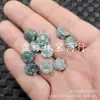 Agua Azul Perforado Flor Jade Cuentas Sueltas Doble Cara Tallado Azul Aceite y Blanco Pulsera Collar Cuentas de Buda Accesorios de Joyería Cuentas