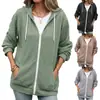 Amazon Europa América Comercio Electrónico Transfronterizo 2026 Otoño Invierno Nuevo Bloque de Color Cremallera con Capucha Holgada Manga Larga Bolsillo Sudadera Mujer
