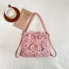 2026 Nova Mochila Saco de Cordão com Gatinho de Bolinhas Estilo Coreano Bonita Multiuso para Meninas Estudantes Bolsa Escolar