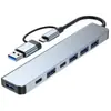 Estação de Docking Tipo-C Oito em Um Transfronteiriça com Placa de Rede de 100m, Dock de Expansão Hub USB 3.0 para Computadores, Hub 8 em 1