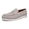 Mocassins de couro genuíno anti-veludo estilo britânico fosco sapatos masculinos preguiçosos slip-on folha sapatos masculinos casuais