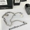 Ins Plata Sólida s925 Cadena Gruesa Cuentas Redondas Frijoles Pulsera Simple Redonda Marca Sueño Hecho Realidad para Hombres y Mujeres