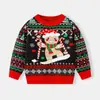 Fábrica de Origen Ropa Infantil Transfronteriza Europea y Americana Suéter Navideño para Niños y Niñas Hombre de Jengibre Jacquard Jersey de Punto
