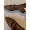 Primer Encuentro de la Temporada: Zapatos Mary Jane Retro de Gamuza con Punta Fina y Tacón Grueso de Moda para Mujer, Zapatos de Tacón Medio de Color Sólido y Correa Única Versátiles