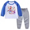 2026 Nova Camiseta Infantil de Primavera e Outono Gola Redonda Desenho Animado Manga Longa Camiseta Básica Conjunto para Meninos e Meninas Camiseta de Algodão