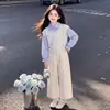Conjunto casual de dos piezas para niños: sudadera holgada de manga larga y pantalones anchos de estilo coreano para niñas en primavera y otoño