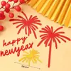 Hola 2026 Decoración de Pastel de Fuegos Artificiales de Año Nuevo Acrílico Topper Rojo Lazo de Cuero 3D Adorno de Nochevieja