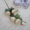 Simulación de Rosa de Rama Larga 6 Arreglo Floral de Flor de Rosa Diamante con Salón de Bodas Material de Flor Suave Flor de Seda de Comercio Exterior Flor Artificial