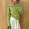 Cárdigan de punto jacquard estilo pastoral transfronterizo 2026 otoño e invierno cuello redondo estilo casual cárdigan de punto grueso para mujer
