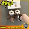 Lindas pantuflas peludas de perro de orejas grandes, otoño e invierno 2026, pantuflas peludas gruesas antideslizantes para el hogar para niñas