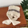 Chapéu, Cachecol, Chapéu Tudo-em-Um Infantil Qiunan, Novo Estilo Outono e Inverno, Chapéu Fofo Quente com Proteção para as Orelhas, Chapéu de Lã Tricotado para Bebê