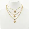 Cadena de Perlas Oceánicas de Venta Caliente Transfronteriza Europea y Americana Cadena para Clavícula de Mujer Colgante de Estrella de Mar y Concha Collar Multicapa Apilable Venta al por Mayor