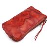 [Entrega en una sola pieza] cuero genuino cuero curtido vegetal pintado a mano estilo retro largo ligero con textura mini monedero