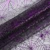 En Stock Tela de Organza Morada con Telaraña Estampada en Oro Decoración de Halloween Disfraz para Festival de Fantasmas Ropa para Niños Hilo de Perla Nuevo