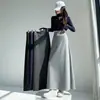 Saia feminina de outono nova, cintura alta, corte A, saia esportiva, saia casual e solta de comprimento médio