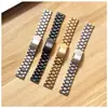 Correa de Reloj para Hombre de Acero Inoxidable Sólido con Hebilla Plegable de Borde de Cinco Perlas, Cabezal Plano, Interfaz Universal 18mm20mm22mm24mm